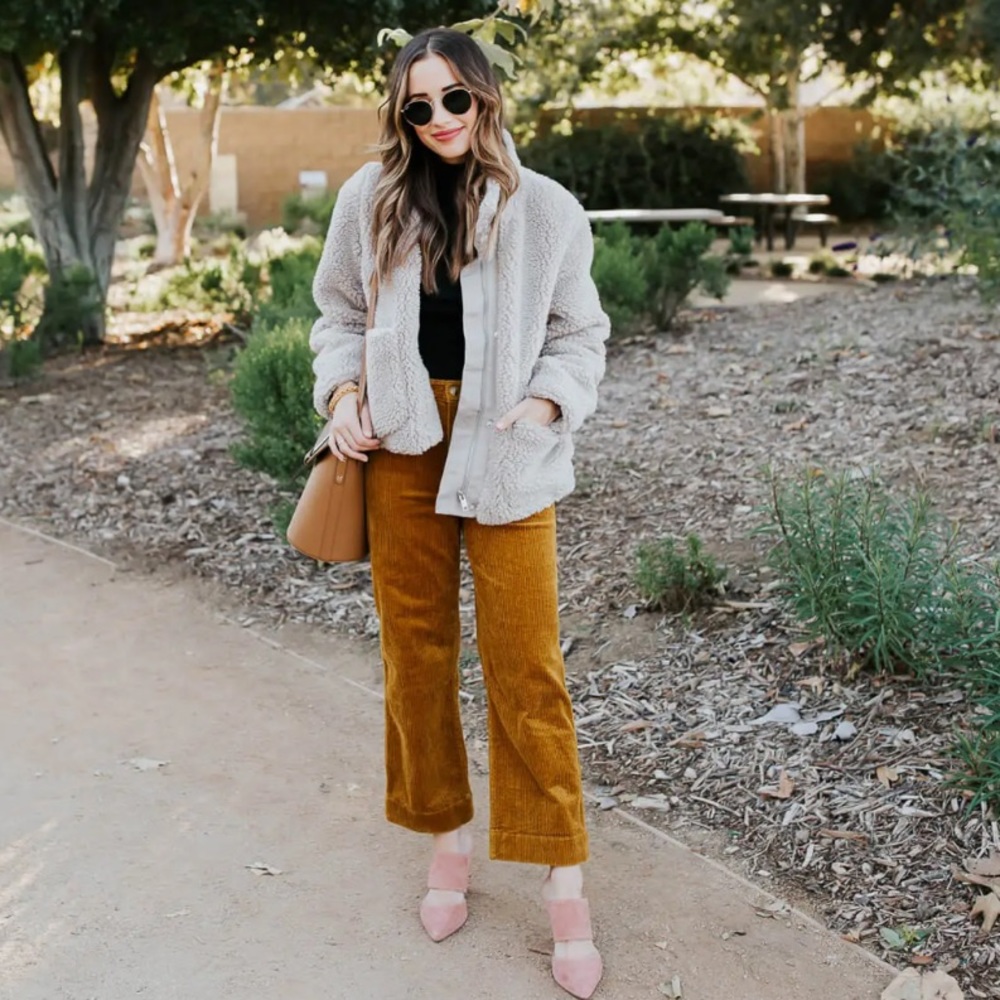 J. Crew, Corduroy Wide Leg Cropped Pants- Perfect Pumpkin Spice Fall Color SZ 12